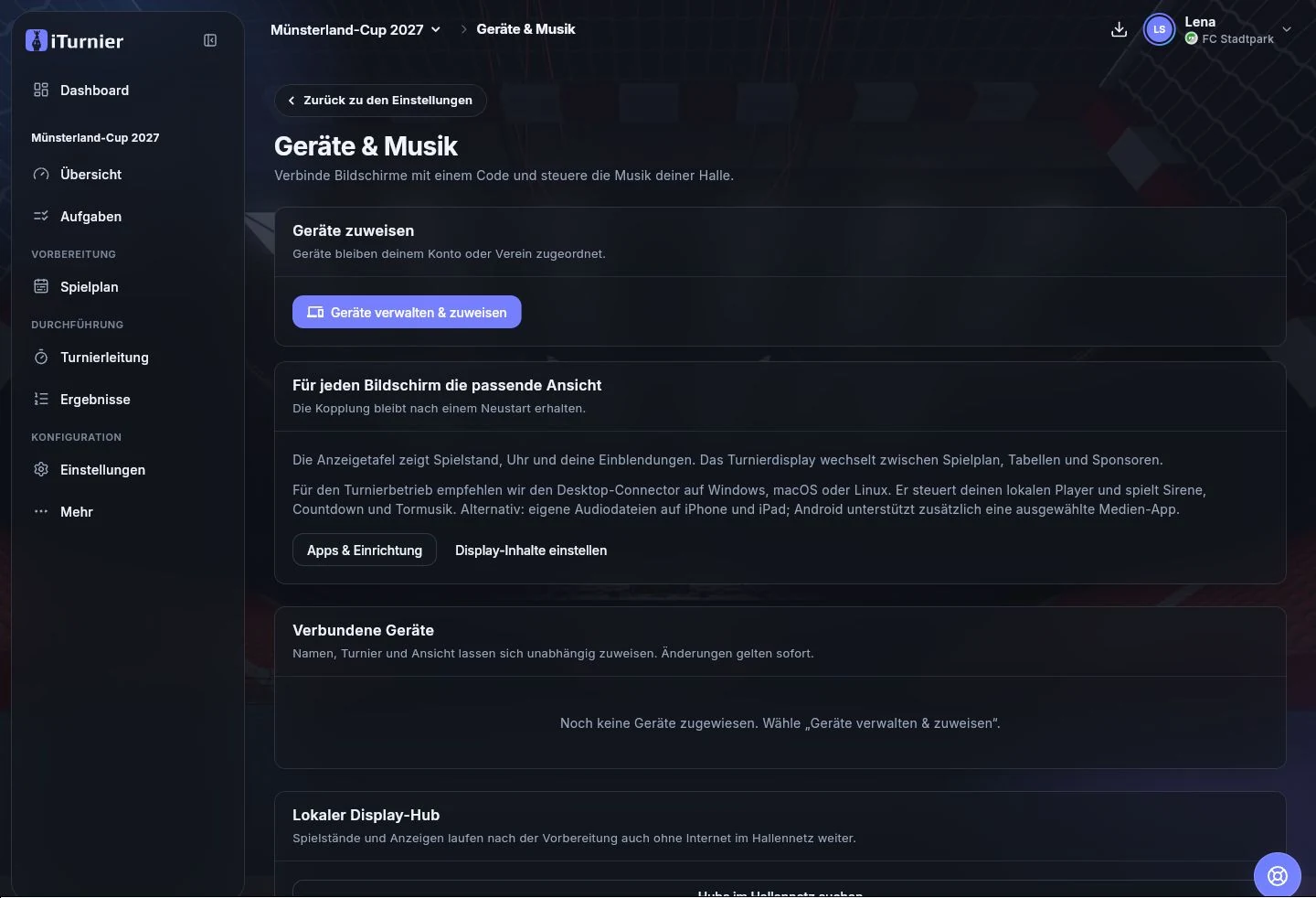 Geräte und Musik im Turnier