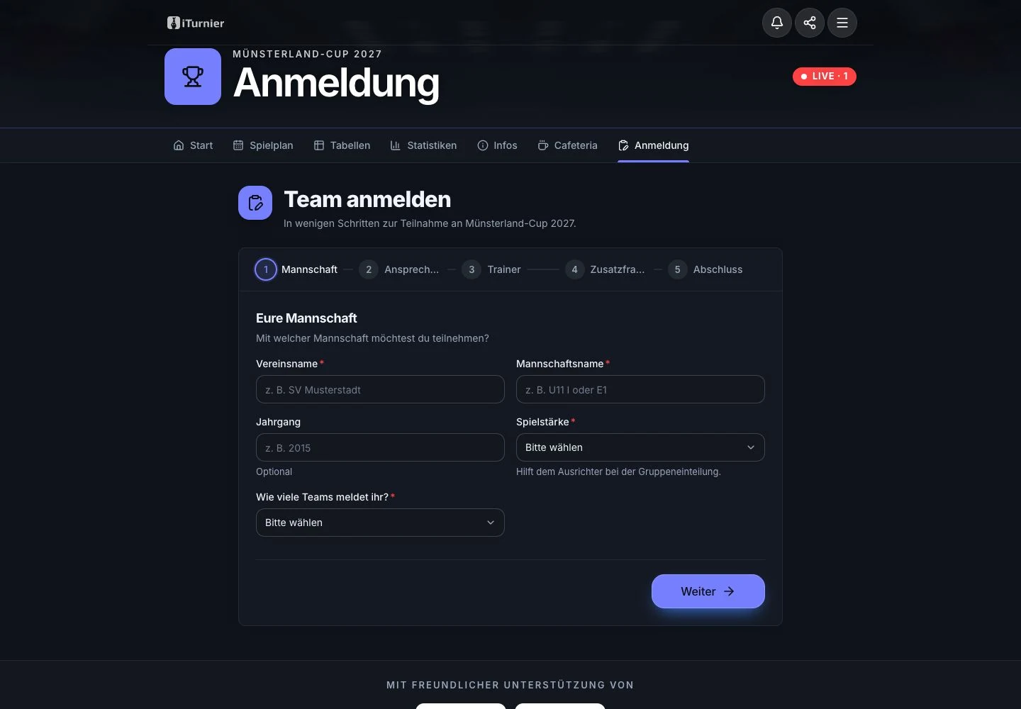 Öffentliches Anmeldeformular