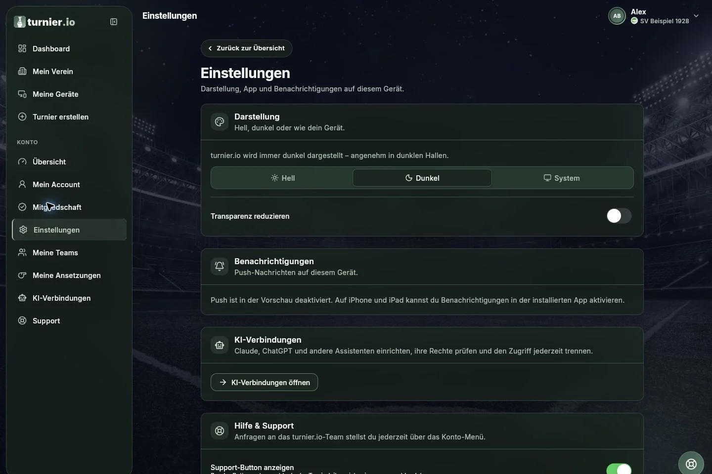 Persönliche App-Einstellungen