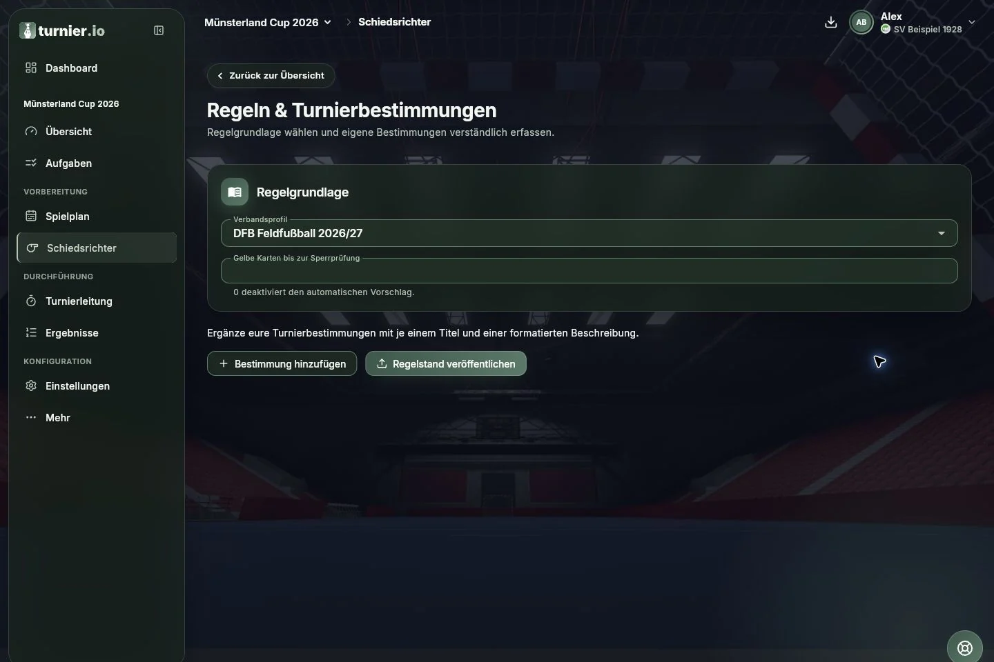 Regelprofil und ergänzende Bestimmungen